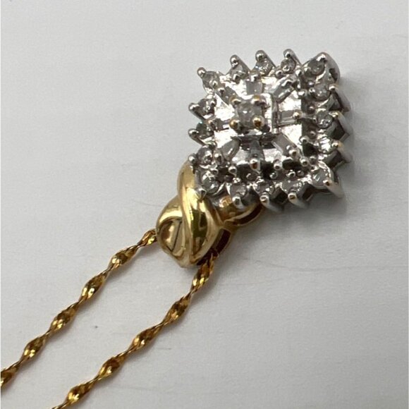 10K Gold Italy 20” Twisted Rope Chain w/ PGDA 10K Moissanite Cluster Pendant - Picture 14 of 16